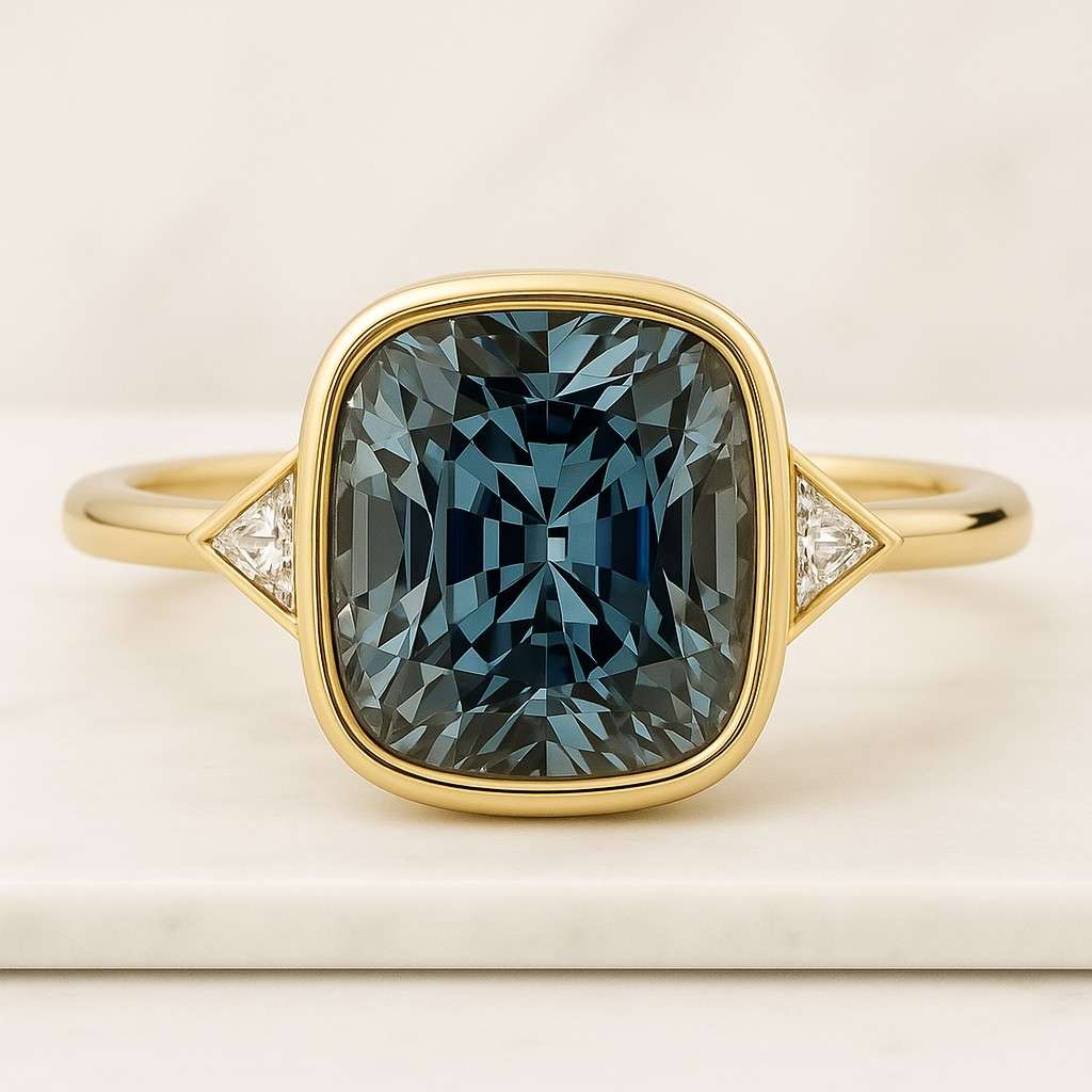 Cushion Cut Tourmaline Engagement Ring Diamond Accent 18k Solid Gold Green Tourmaline Ring Pink Tourmaline Chunky Ring Proposal Gift for Her