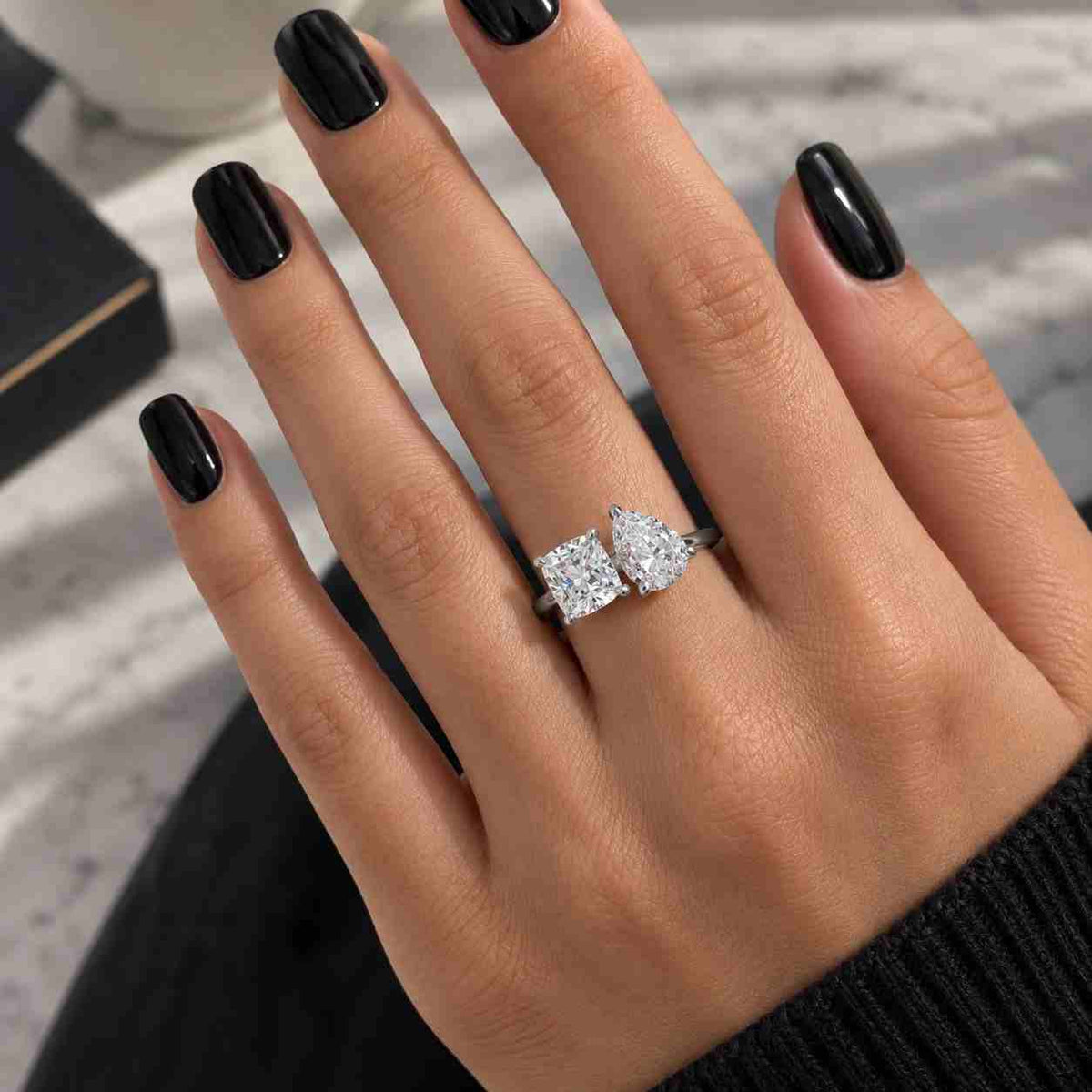Cushion Diamond Engagement Ring 3 Stone Ring Cushion Cut Lab Grown Diamond Ring 