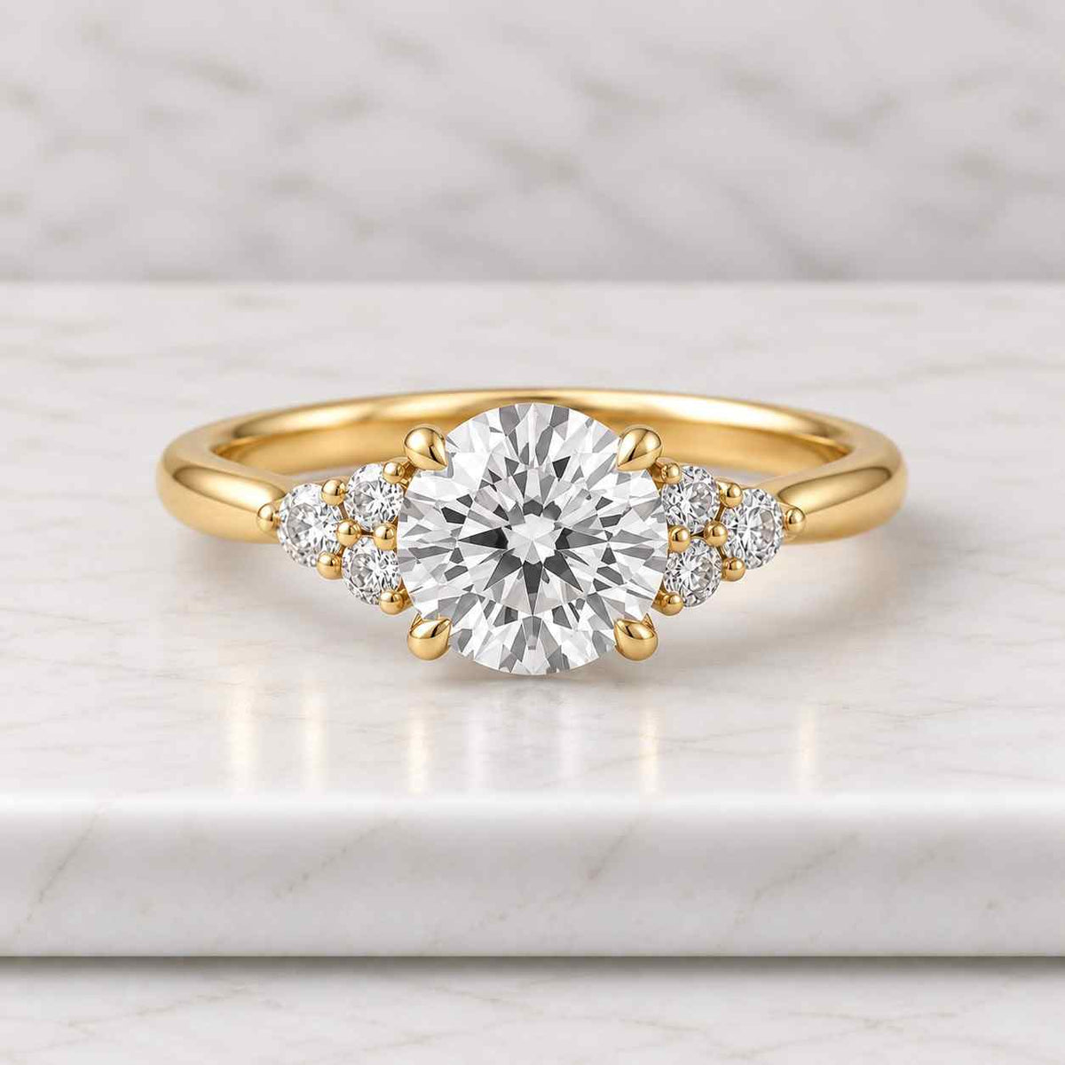 Cushion Diamond Engagement Ring 3 Stone Ring Cushion Cut Lab Grown Diamond Ring 