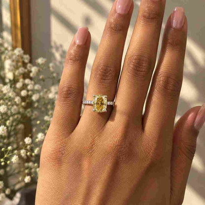 Cushion Diamond Engagement Ring Genuine Lab Grown Diamond Ring for Her Split Band Ring Elongated Cushion Diamond Ring Cushion Solitaire Ring
