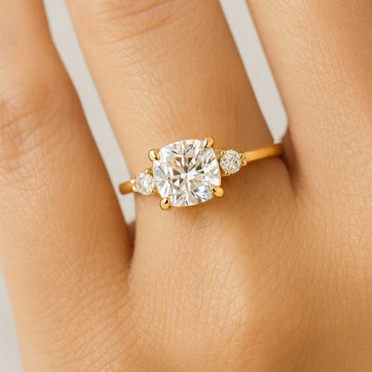 Cushion Diamond Engagement Ring Solitaire Cushion Anniversary Ring 4 Claw Prong Set Ring Genuine Lab Grown Diamond Proposal Ring