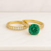 Vivid Green Cushion Cut Diamond Bridal Set