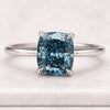 Cushion Cut Blue Lab Grown Diamond Solitaire Engagement Ring