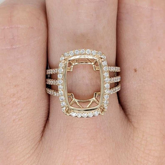 Cushion Shape Semi Mount Ring Halo Ring