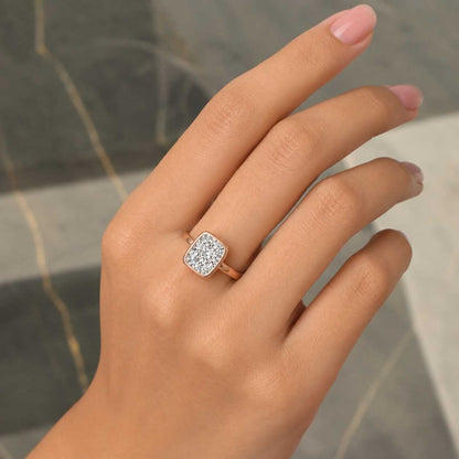 Cushion Signet Ring, Elongated Cushion Cut Engagement Ring, East West Lab Grown Diamond Ring, Bezel Set Cushion Cut Ring, Anniversary Gifts