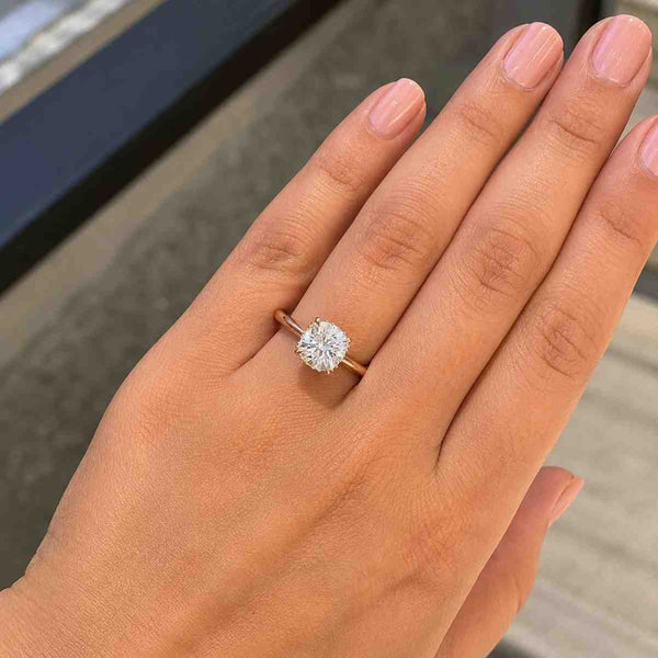 Cushion cut E, VVS2, IGI Certified lab grown Cushion Cut engagement ring with hidden halo double prongs 14K Solid Gold Diamond Ring.