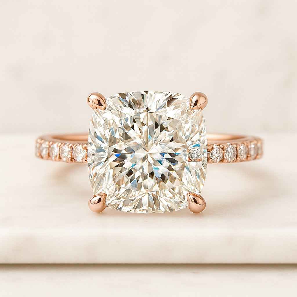 Cushion cut Lab Grown Diamond Ring Cushion cut Diamond Ring Solitaire Diamond Ring