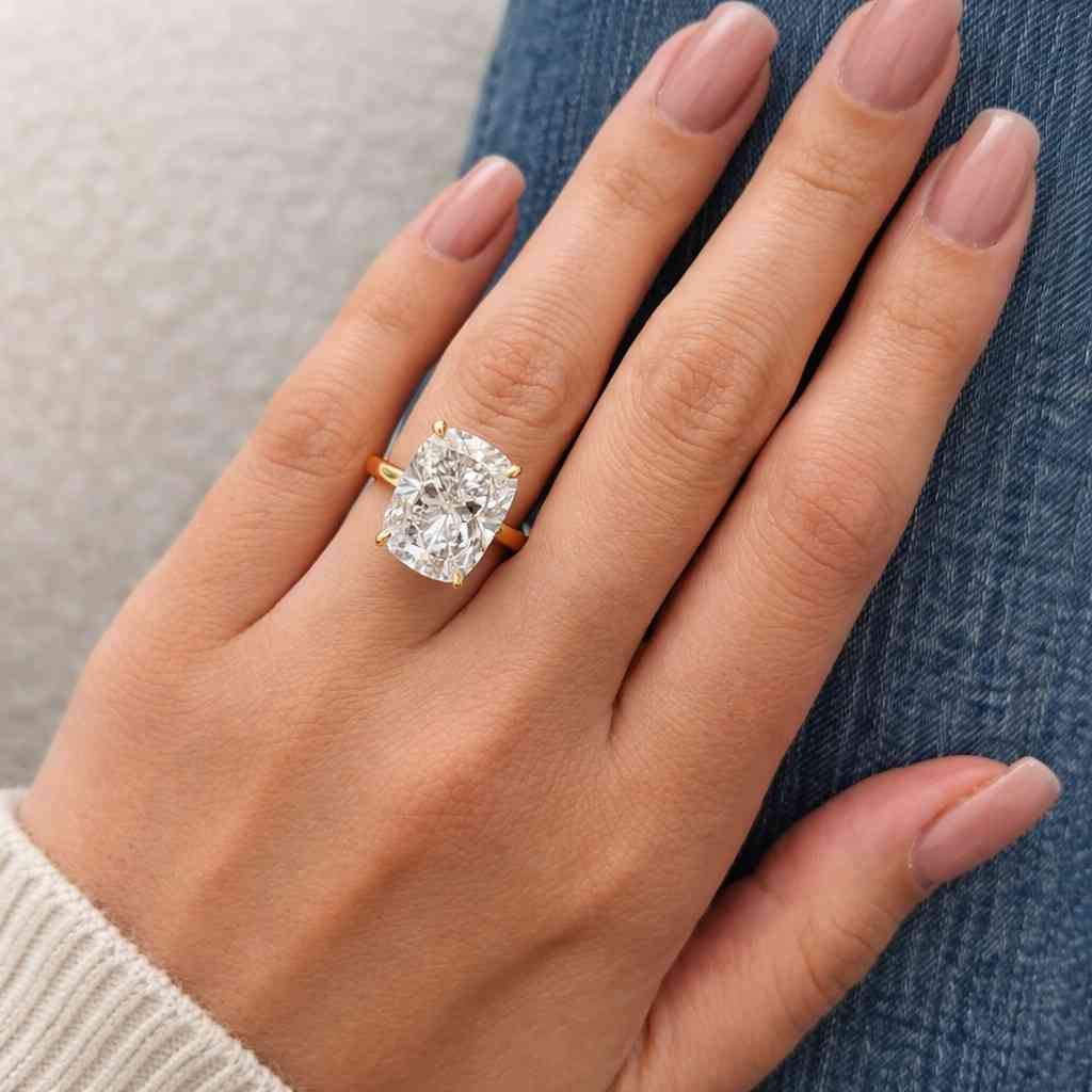 Cushion cut diamond Engagement Ring Unique Vintage 2 Carat Lab Grown Diamond Engagement Ring 14K Solid Gold IGI Certified Diamond Ring.
