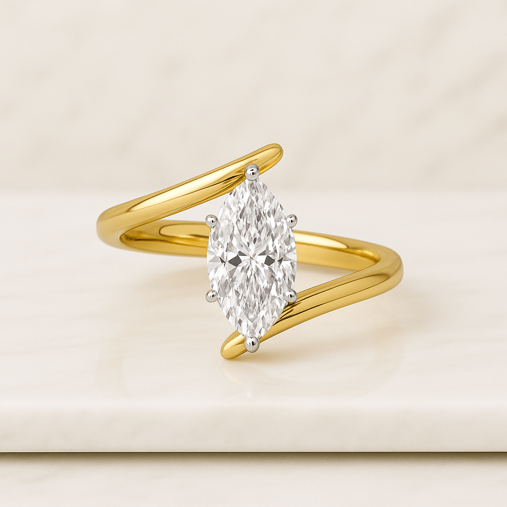 Light Brown Shield Cut Lab Diamond Open Cuff Snake Band, 14k Solid Gold Open Ring Snake, Pave Set Diamond Snake Bypass Band, Gift For Her