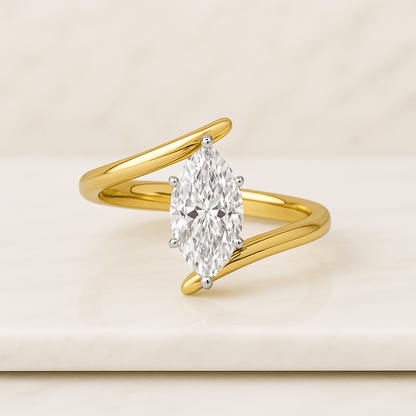 Light Brown Shield Cut Lab Diamond Open Cuff Snake Band, 14k Solid Gold Open Ring Snake, Pave Set Diamond Snake Bypass Band, Gift For Her