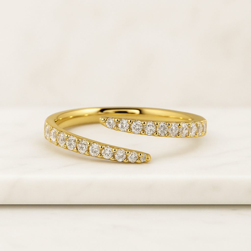 Custom Open Gap Ring Lab Diamond Wedding Ring Gold Open Wedding Band