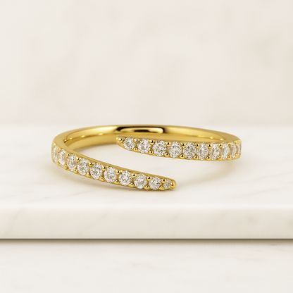 Custom Open Gap Ring Lab Diamond Wedding Ring Gold Open Wedding Band