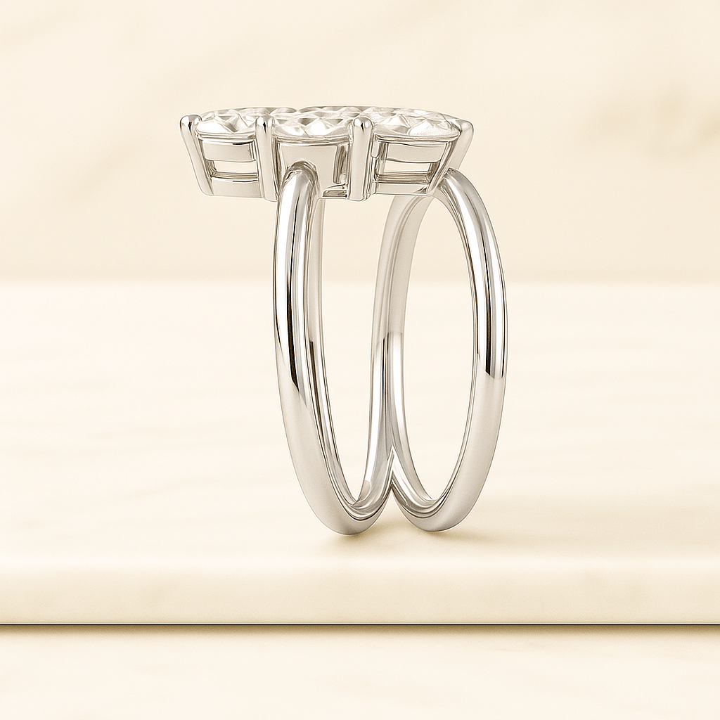 Custom Open Wedding Band Oval Diamond Band Womens Cuff Stacking Ring Genuine Lab Grown Diamond Band Oval Stackable Ring Nesting Cuff Ring