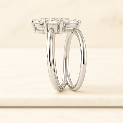 Custom Open Wedding Band Oval Diamond Band Womens Cuff Stacking Ring Genuine Lab Grown Diamond Band Oval Stackable Ring Nesting Cuff Ring