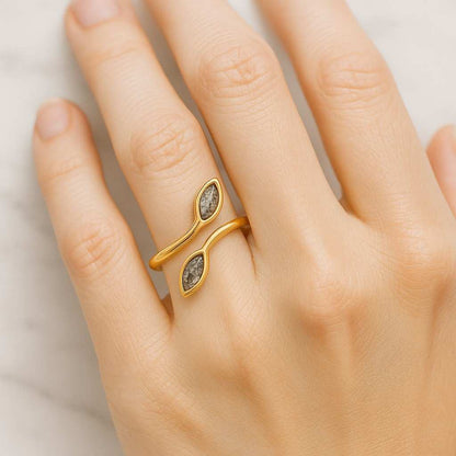 Marquise Diamond Cluster Open Ring 14K Gold Double Floral Ring Statement Ring Natural Diamond Wedding Ring Anniversary Gifts