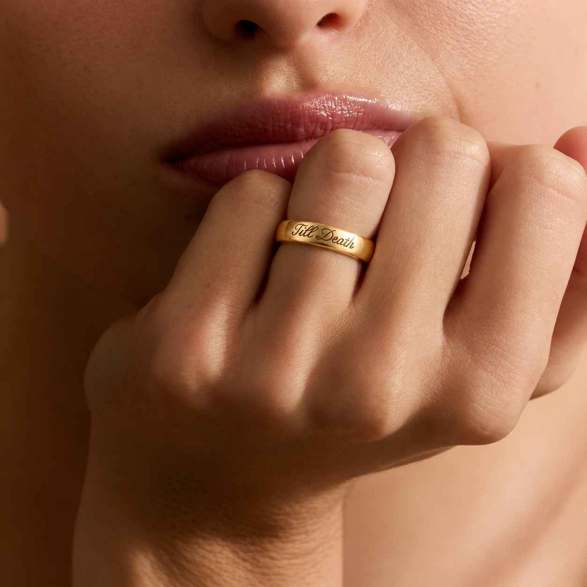 Custom 1.5mm Thin Birthstone Ring - 14K Solid Gold, Custom Name Date Engraved Band Ring Gift for Her/Him, Yellow/Rose/White Gold Options
