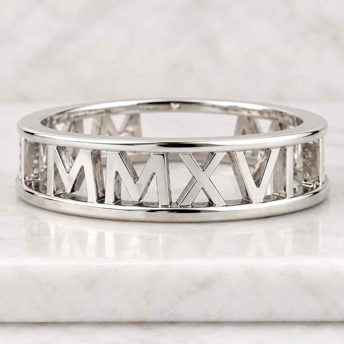 Custom 14K Gold Roman Numerals Ring, Anniversary Band Ring, Name Ring, Band Ring for Her, Custom Engraved Ring for Anniversary, Date Ring
