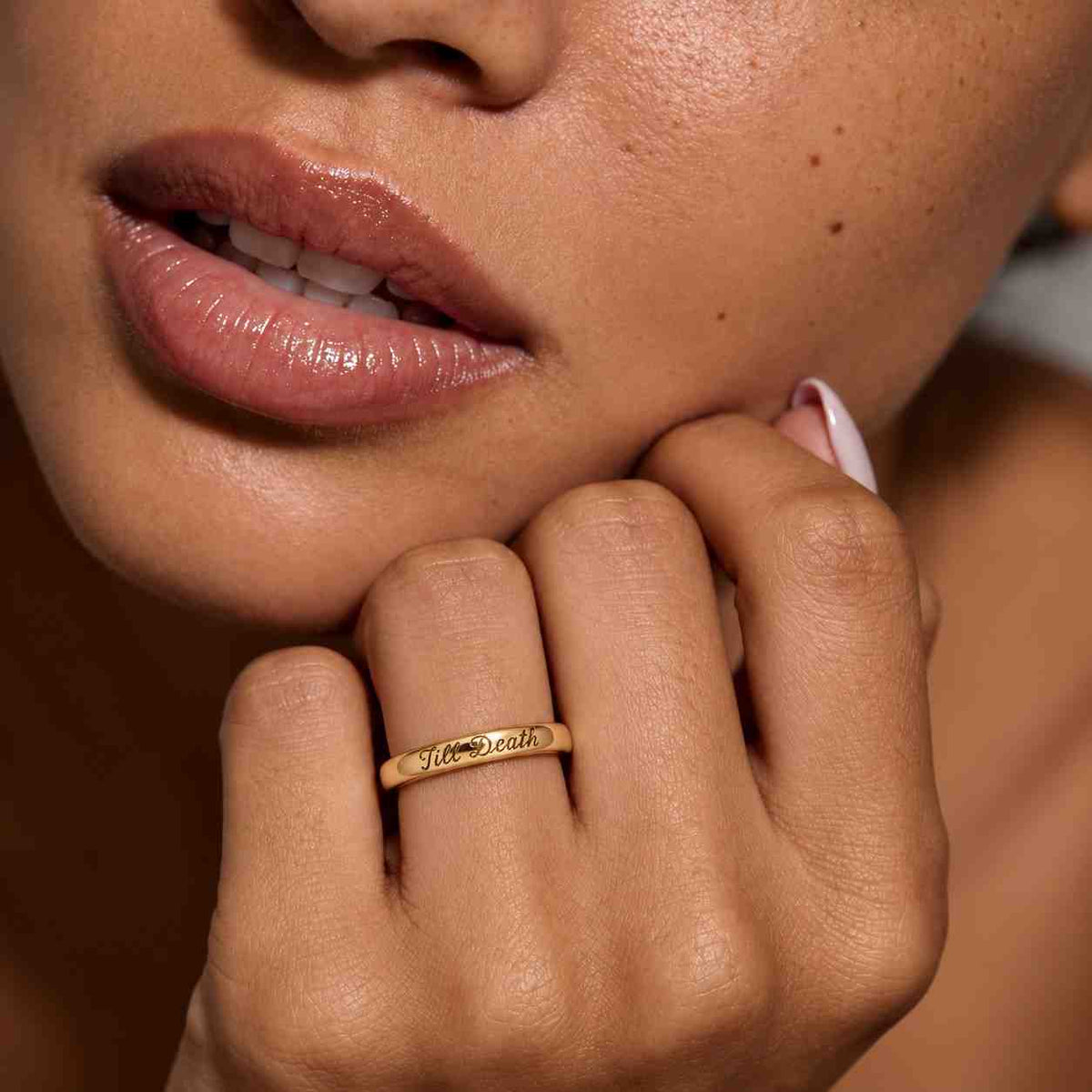 Custom 5mm Wedding Band Posy Ring Engraved Hidden Message Sterling Silver, 10k, 14k Gold or Platinum
