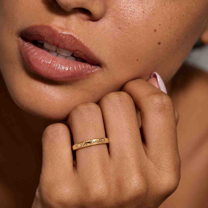Custom 5mm Wedding Band Posy Ring Engraved Hidden Message Sterling Silver, 10k, 14k Gold or Platinum
