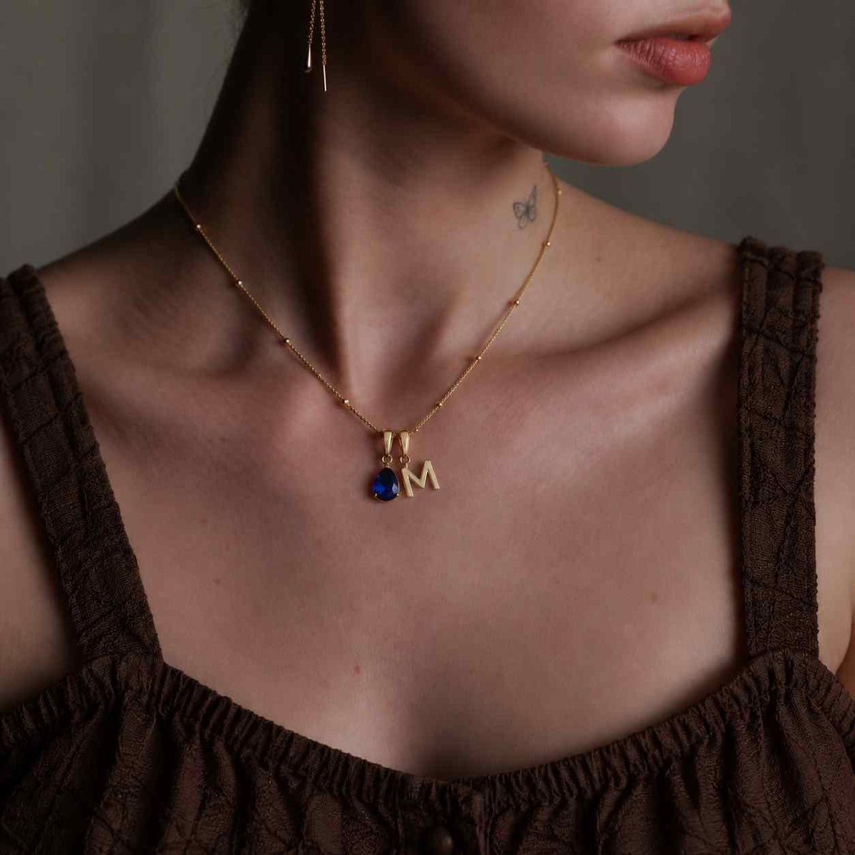 Custom Birthstone Heart Necklace, Pear Cut Toi Et Moi Gemstone Pendant, Two Stone Necklace, Personalized Jewelry Gift For Her
