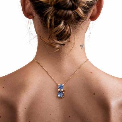 Custom Cat Necklace With Birthstone, Personalized Gold Kitten Pendant, Cat Lover Necklace, Women Jewelry, Birthday Gift For Her
