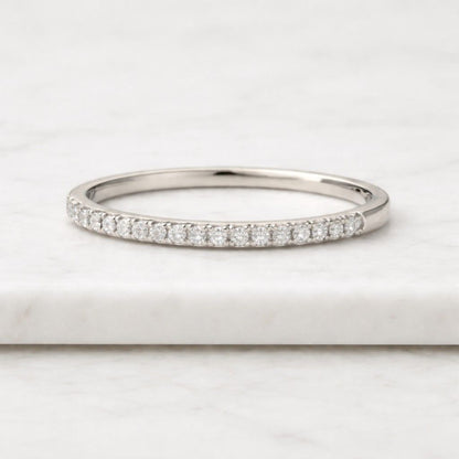 Diamond Wedding Band 10K 14K 18K Solid Gold Stacking Ring Half Eternity Ring Genuine Lab Grown Diamond Ring Anniversary Stack Ring for Women

