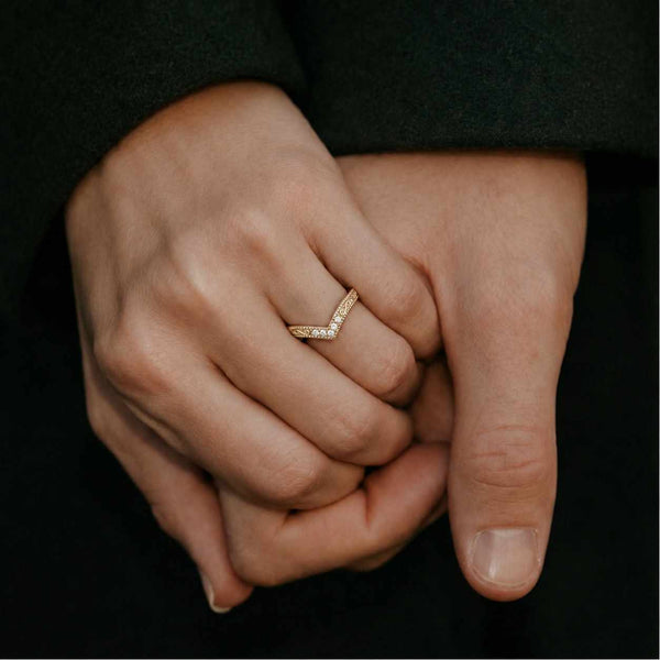 Custom Curved Diamond Ring Stackable Band for Engagement Ring Real Lab Grown Diamond Wedding Ring Diamond Ring U Shaped Stacking Ring Gift
