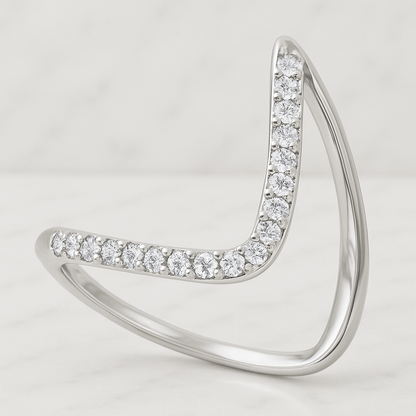 Custom Curved Diamond Wedding Band Matching Bridal Set Ring Band for Women Anniversary Chevron Ring Lab Grown Diamond Dainty Promise Ring