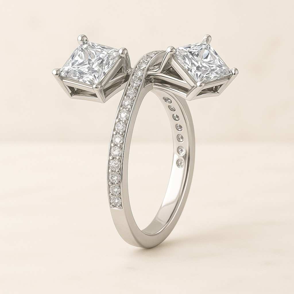 Custom Curved Wedding Band Women's Vintage Rose Gold Marquise Cut Diamond Wedding Band