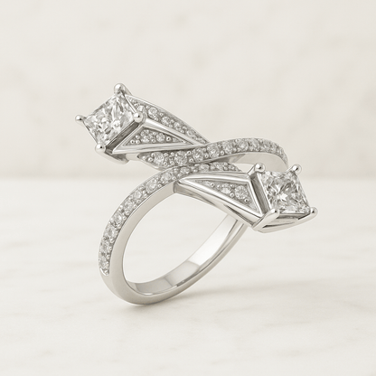 Custom Curved Wedding Band Women's Vintage Rose Gold Marquise Cut Diamond Wedding Band