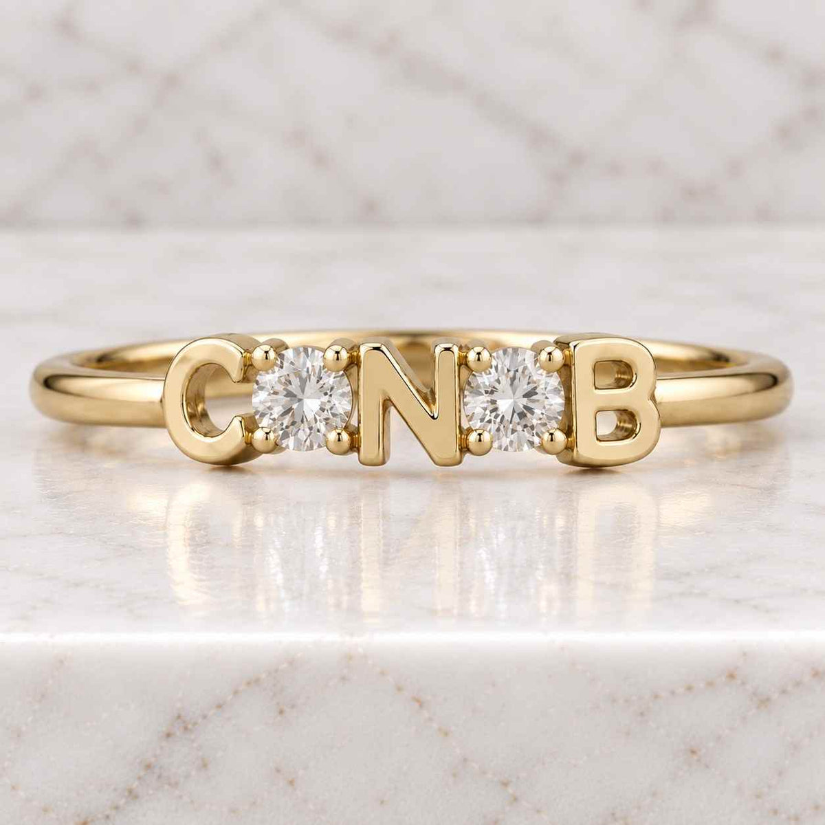 Custom Diamond Letter Signet Ring, Initial M Diamond Ring, Personalized Gold Signet Ring, Lab Grown Diamond Pinky Ring, Custom Initial Ring
