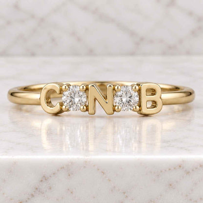 Custom Diamond Letter Signet Ring, Initial M Diamond Ring, Personalized Gold Signet Ring, Lab Grown Diamond Pinky Ring, Custom Initial Ring
