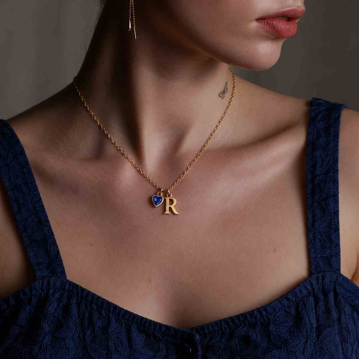 custom initial birthstone necklace | minimalist letter necklaces | dainty birthstones jewelry | mom birthday gift
