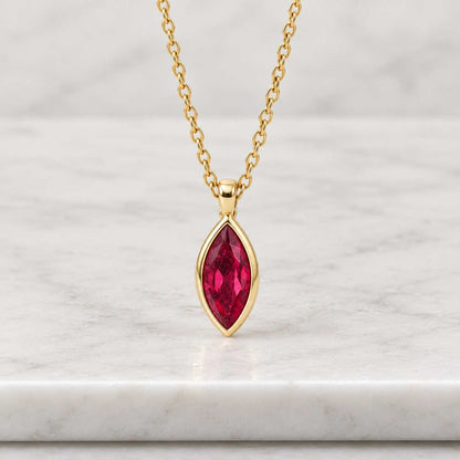 Custom Leaf Birthstone Necklace - Personalized Marquise Pendant for Anniversary, Family Jewelry, Birthday & Christmas Gift for Her
