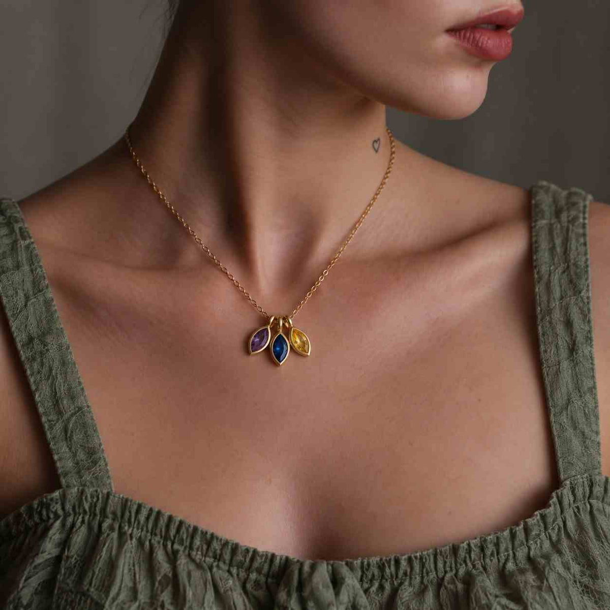 Custom Marquise Leaf Birthstone Necklace, Anniversary Gift for Bridesmaid, Birthday Christmas Day Gift for Her, Wedding Gift Bride Mother
