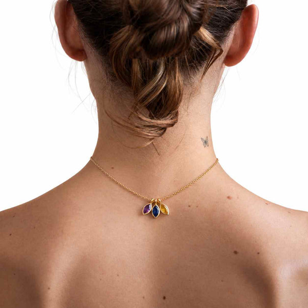 Custom Marquise Leaf Birthstone Necklace, Anniversary Gift for Bridesmaid, Birthday Graduation Gift for Her, Wedding Gift Bride Mother
