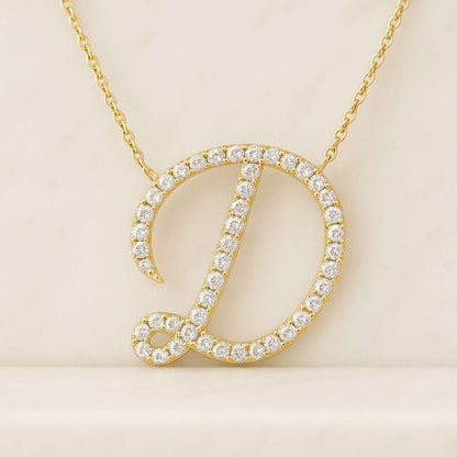 Custom Pave Diamond Initials Necklace 2 Letters Pendent Necklace Crystal Necklace Personalized Gift, Anniversary Gift Gift for mom