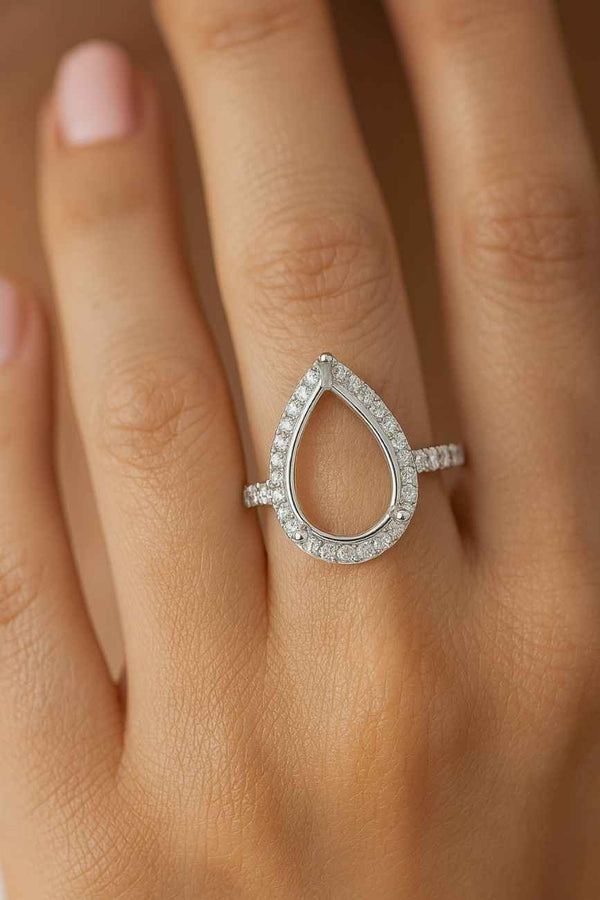 Custom Ring Setting Pear Shaped Engagement Ring Hidden Halo Diamond Engagement Ring  Bridesmaid Gift