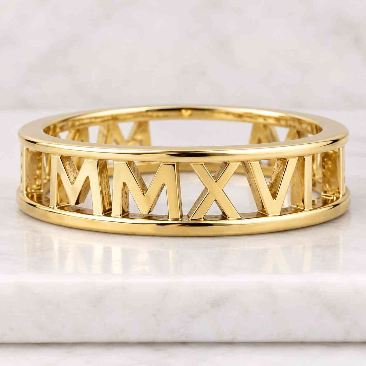 Custom Roman Numeral Ring, 14k Solid Gold Engraved Roman Numeral Date Band, Personalized Gold Ring, Meaningful Jewelry Gift, Birthday Gift
