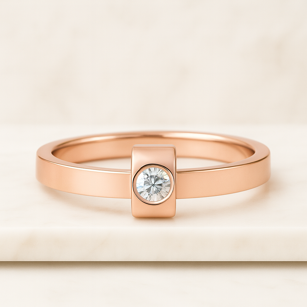 Custom Round Cut Diamond Wedding Ring Curved Wedding Band