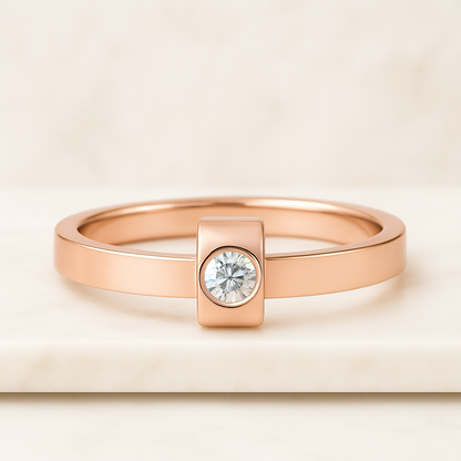 Custom Round Cut Diamond Wedding Ring Curved Wedding Band