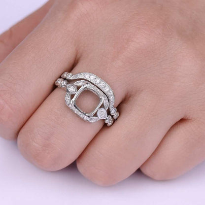 Custom Semi Mount Rose Yellow White Gold Ring Three Stone Anniversary Ring