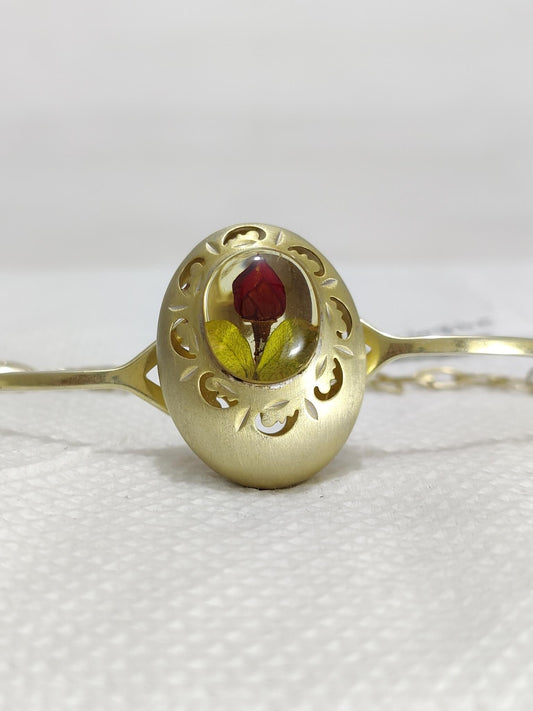 Custom Sterling Silver Bracelet With Real Miniature Rose