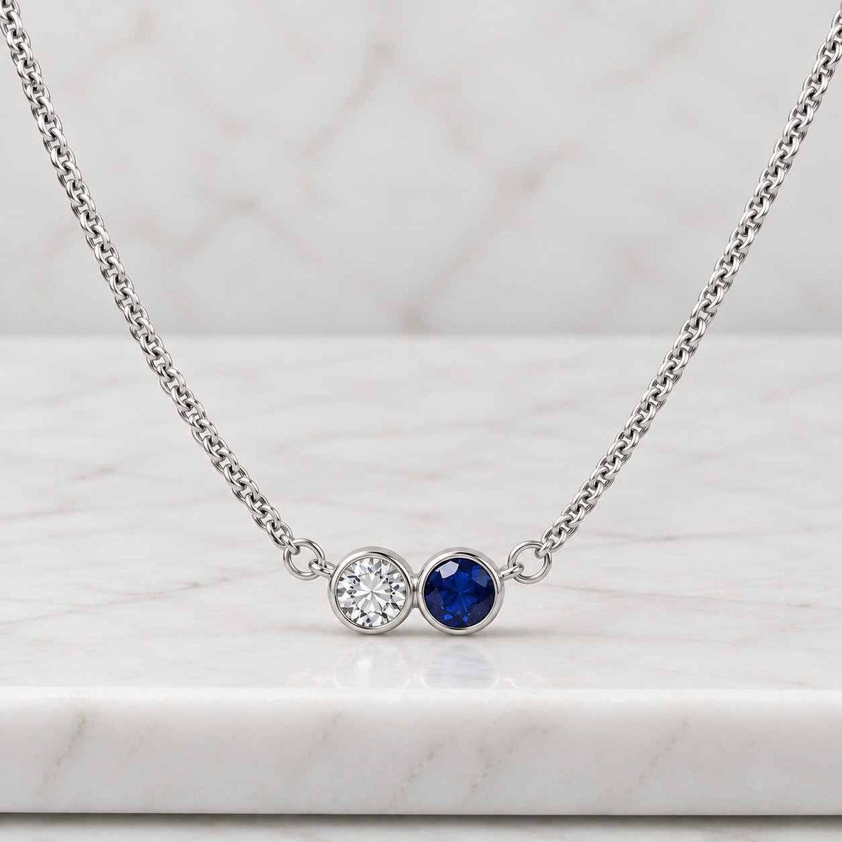 Custom Three Birthstone Sterling Silver Necklace: Family Birthstone Pendants For Mom
