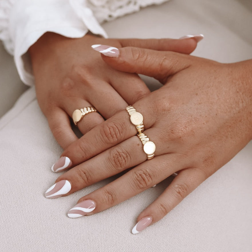 Customized Round Signet Ring in 10k Solid Gold