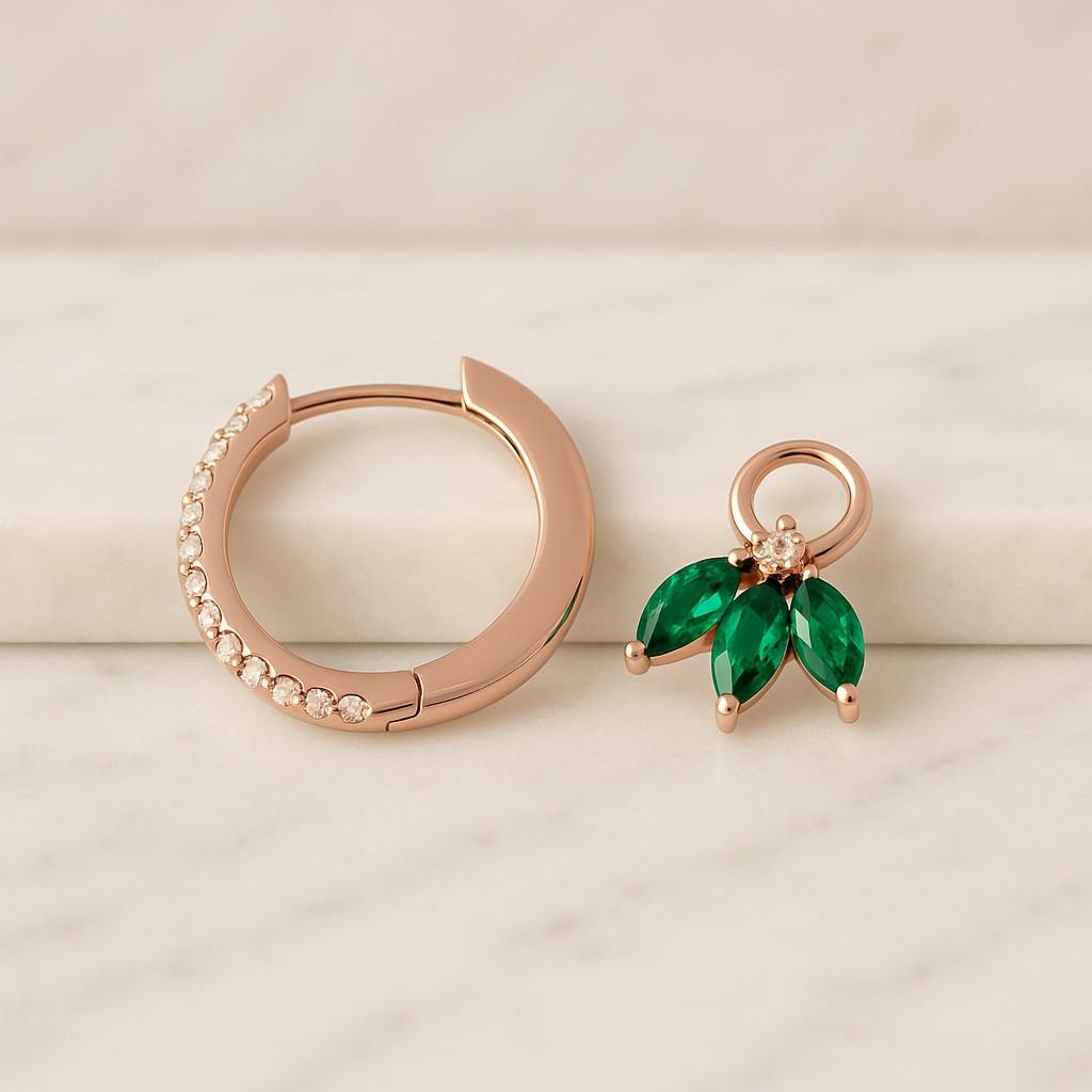 marquise cut Emerald bridal Earrings unique Moissanite promise gift Diamond earrings