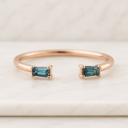 14K Solid Gold Ring Gap Wedding Band Minimalist Stacking Ring Moissanite Wedding Band Open Wedding Band Cuff Wedding Band