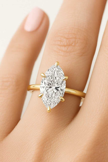 Marquise Ring with Matching Band Unique Wedding Ring Women Half Eternity Band Bridal Anniversary Ring