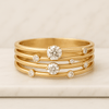 Unique Four Row Moissanite Round Diamond Ring