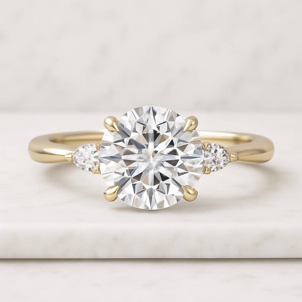 Dainty 14k Yellow Gold Promise Ring Bridal Gift for Wife